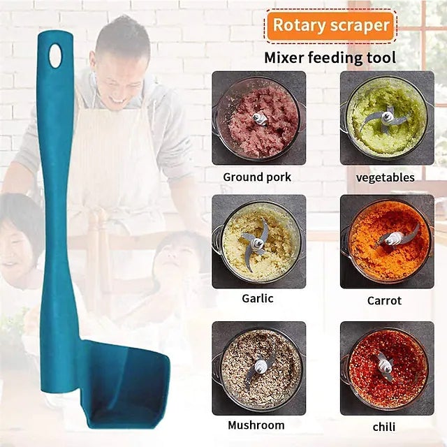 2-Pack: Rotary Scraper Rotating Spatula Scooping Portioning Food Processor