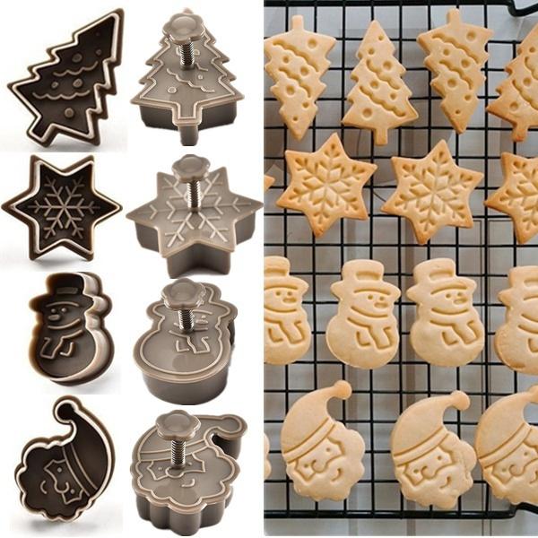 4-Piece: Plastic Cookie Baking Moulds
